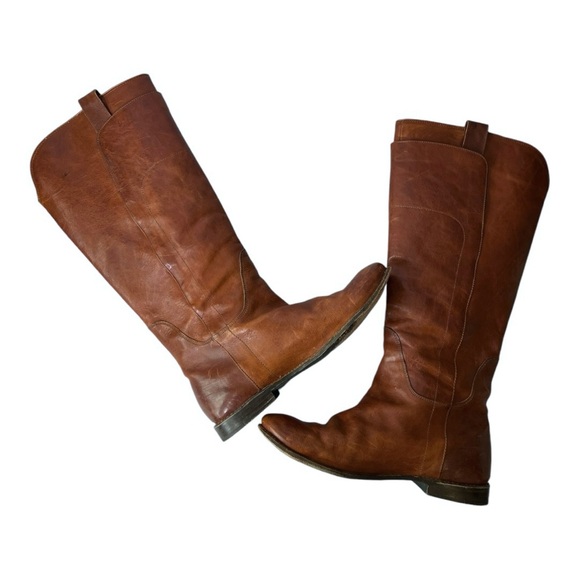 Frye Women’s 10 Paige Cognac Tall Riding Boots Wide Calf - Picture 5 of 16